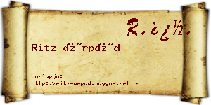 Ritz Árpád névjegykártya